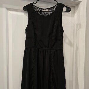 Black Sleeveless Mini Dress - Lace Back